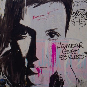 Graffiti image of a teen girl distressed